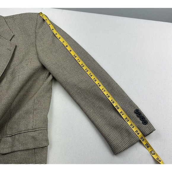 Joseph Abboud Sport Jacket Blazer Mens 42R Wool Silk Houndstooth Gold Black - Picture 8 of 16